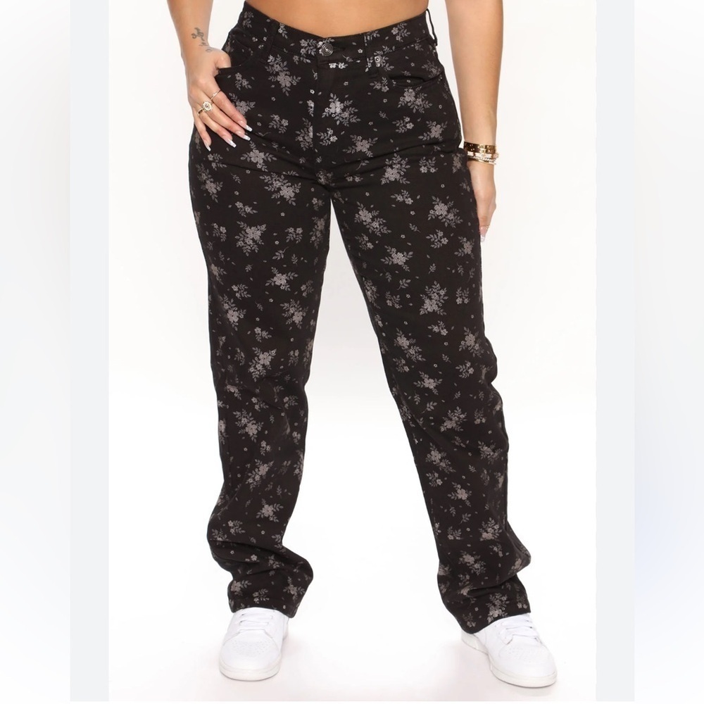 Fashion Nova Ditsy Floral Straight Leg Jeans